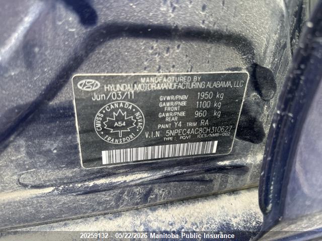 Aukcja sprzedaży 2012 Hyundai Sonata Limited, vin: 5NPEC4AC8CH310627, numer aukcji: 20259132