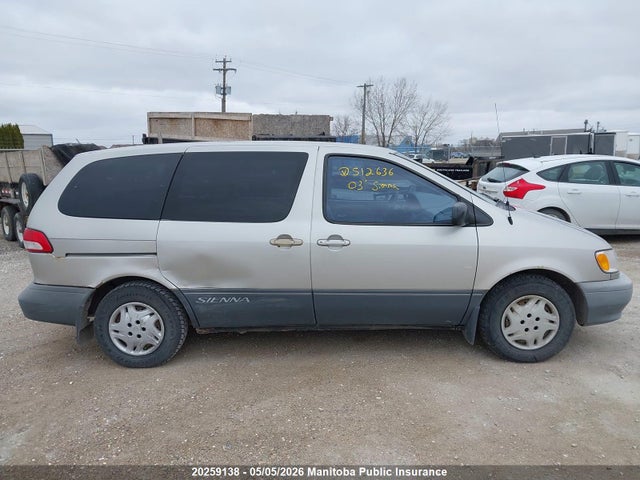 2003 Toyota Sienna Ce V6 მანქანა იყიდება აუქციონზე, vin: 4T3ZF19C53U512636, აუქციონის ნომერი: 20259138