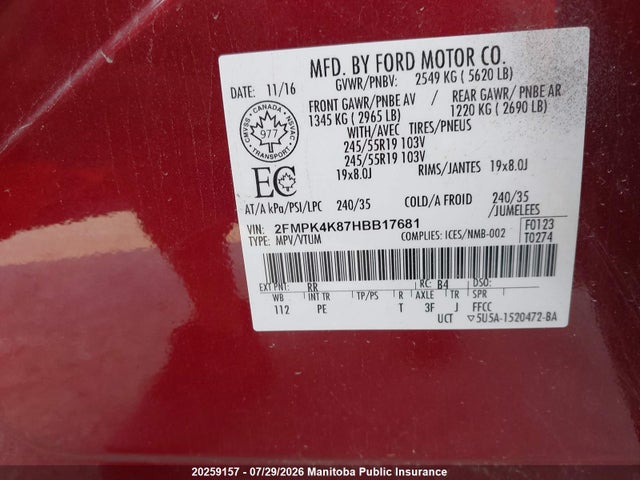 Ford Edge Titanium 2017 2FMPK4K87HBB17681 Image 9