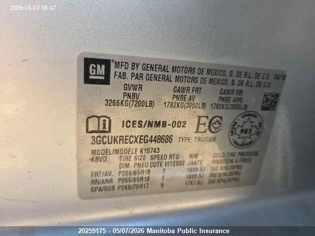 3GCUKRECXEG448686 Chevrolet Silverado 1500 Lt Crew Cab