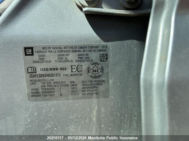 2GKFLSEKXH6261473 GMC Terrain Sle