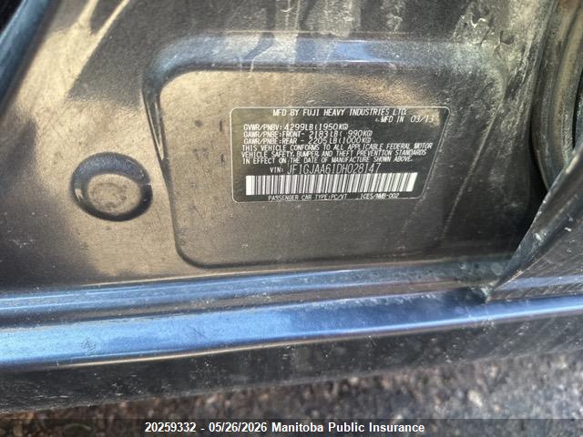 20259332 :رقم المزاد ، JF1GJAA61DH028147 vin ، 2013 Subaru Impreza 2.0i مزاد بيع