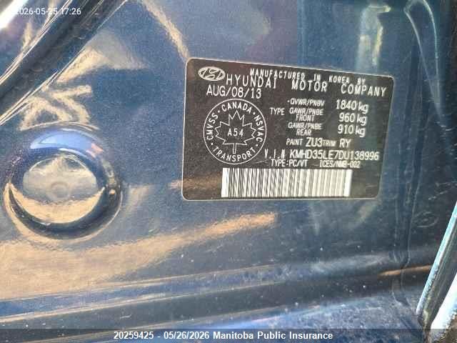 Продаж на аукціоні авто 2013 Hyundai Elantra Gt Gl, vin: KMHD35LE7DU138996, номер лоту: 20259425
