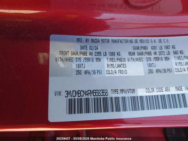 Продажа на аукционе авто 2024 Mazda Cx-30 Gs, vin: 3MVDMBCM4RM668358, номер лота: 20259457