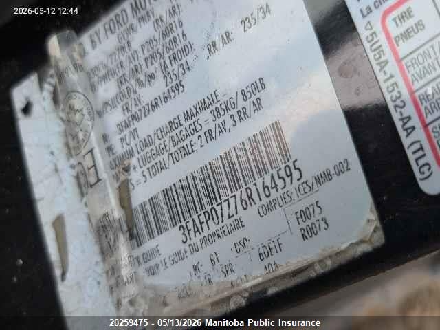 Продаж на аукціоні авто 2006 Ford Fusion Se, vin: 3FAFP07Z76R164595, номер лоту: 20259475