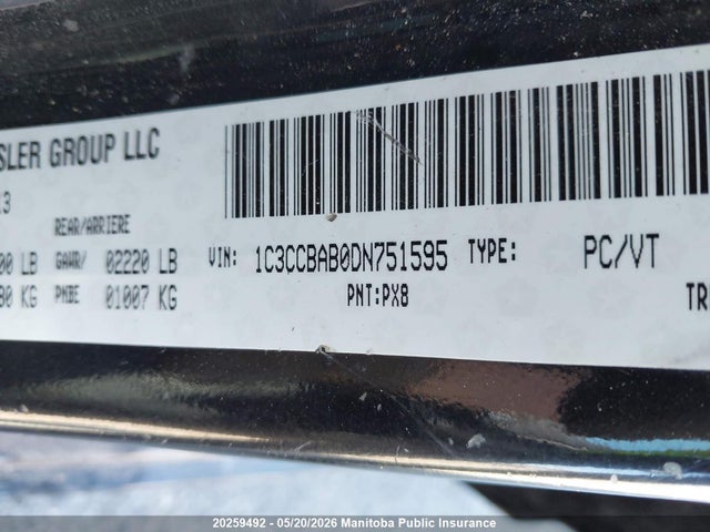 20259492 :رقم المزاد ، 1C3CCBAB0DN751595 vin ، 2013 Chrysler 200 Lx مزاد بيع