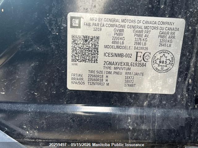 2GNAXVEX8L6193584 Chevrolet Equinox Lt 2.0t