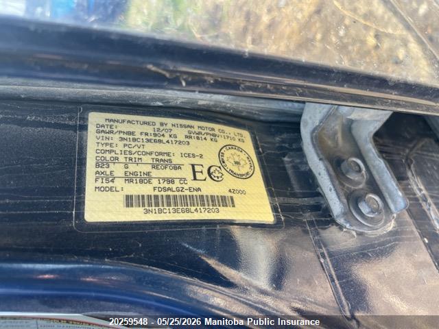 Продаж на аукціоні авто 2008 Nissan Versa 1.8 Sl, vin: 3N1BC13E68L417203, номер лоту: 20259548