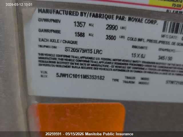 20259591 :رقم المزاد ، 5JW1C1011M5353182 vin ، 2021 Sure-trac Sure-trac مزاد بيع