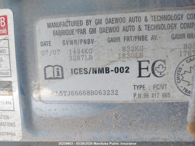 Aukcja sprzedaży 2008 Suzuki Swift+, vin: KL5TJ66668B063232, numer aukcji: 20259603