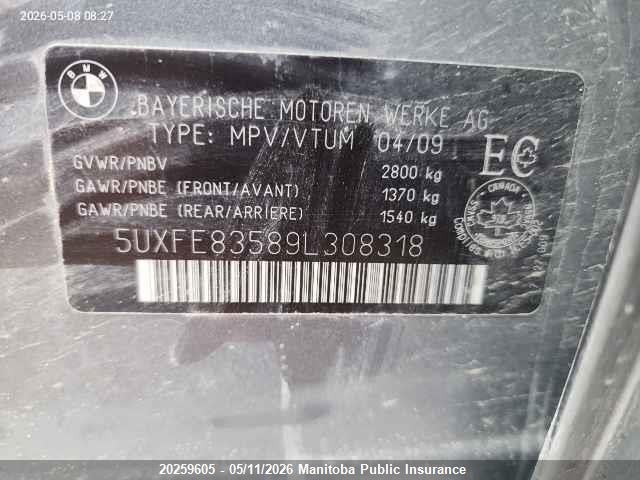 Aukcja sprzedaży 2009 Bmw X5 4.8i, vin: 5UXFE83589L308318, numer aukcji: 20259605