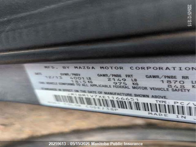 JM1BM1V7XE1166651 Mazda Mazda3 Gs Sky