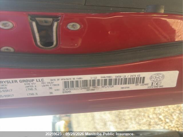Продаж на аукціоні авто 2012 Dodge Journey Sxt, vin: 3C4PDCCG1CT248682, номер лоту: 20259623