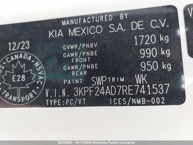 3KPF24AD7RE741537 KIA FORTE LX