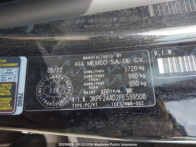 Продажа на аукционе авто 2023 Kia Forte Lx, vin: 3KPF24AD2PE539508, номер лота: 20259929