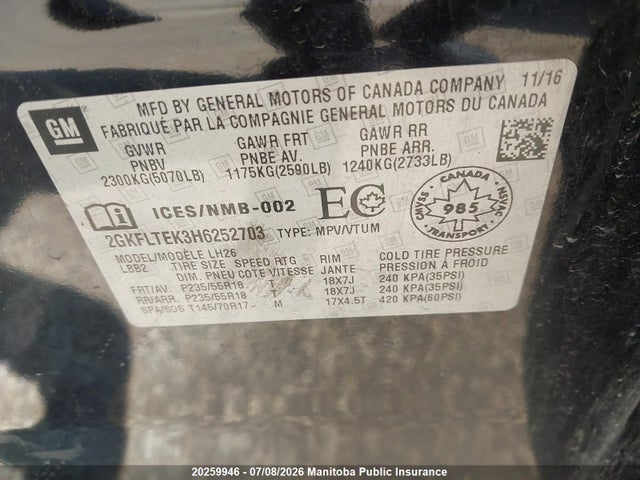 GMC Terrain Sle 2017 2GKFLTEK3H6252703 Image 8