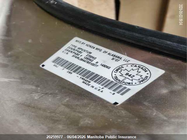 Aukcja sprzedaży 2007 Honda Odyssey Ex, vin: 5FNRL38447B510077, numer aukcji: 20259977