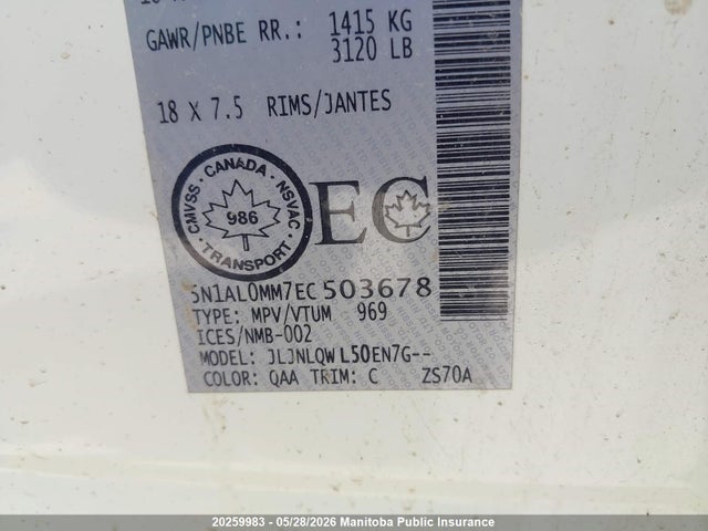 Продаж на аукціоні авто 2014 Infiniti Qx60, vin: 5N1AL0MM7EC503678, номер лоту: 20259983