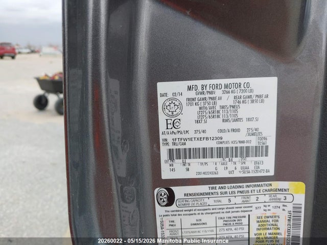 1FTFW1ETXEFB12309 Ford F150 Fx4 Supercrew