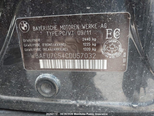 Aukcja sprzedaży 2012 Bmw 535i Xdrive, vin: WBAFU7C54CDU57032, numer aukcji: 20260110