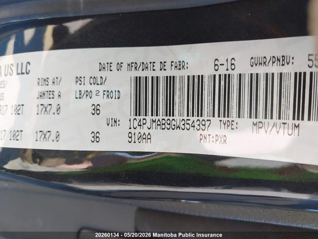 1C4PJMAB9GW354397 Jeep Cherokee Sport