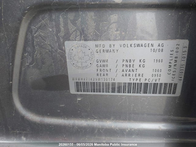 Продаж на аукціоні авто 2009 Volkswagen Gti 2.0t, vin: WVWHV71K29W130174, номер лоту: 20260155