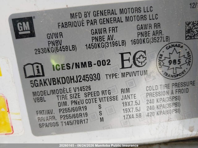 Buick Enclave 2017 5GAKVBKD0HJ245930 Image 9