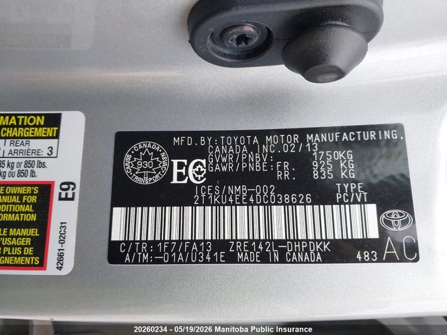 Продаж на аукціоні авто 2013 Toyota Matrix, vin: 2T1KU4EE4DC038626, номер лоту: 20260234