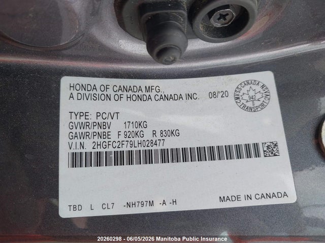 2HGFC2F79LH028477 Honda CIVIC EX