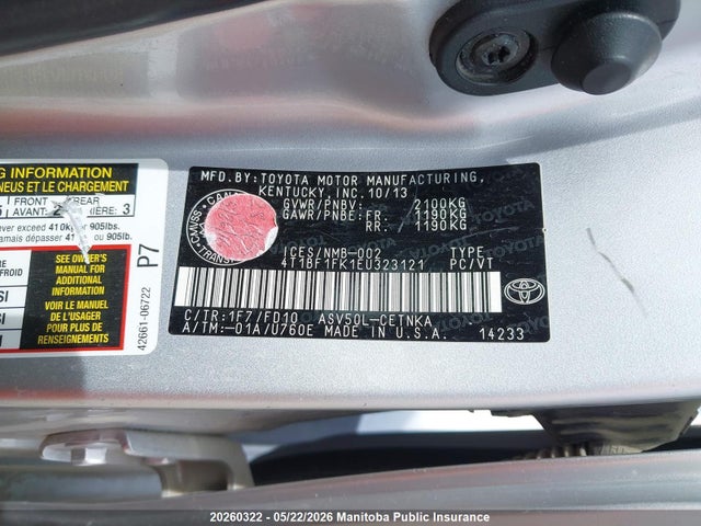 4T1BF1FK1EU323121 Toyota CAMRY LE