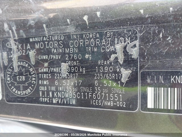 Aukcja sprzedaży 2015 Kia Sedona Lx, vin: KNDMB5C11F6071551, numer aukcji: 20260396