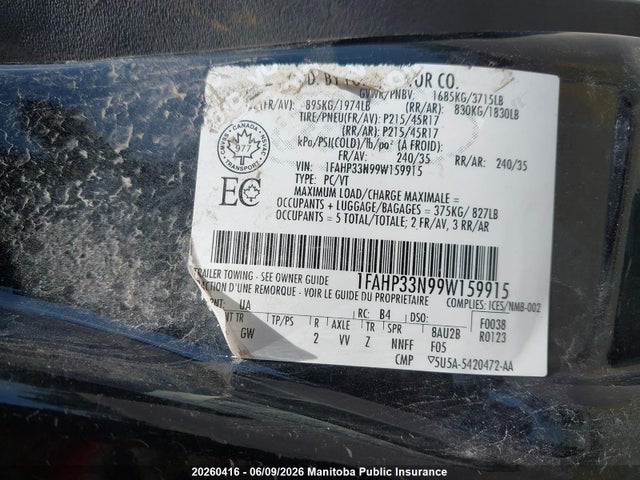 Продаж на аукціоні авто 2009 Ford Focus Ses, vin: 1FAHP33N99W159915, номер лоту: 20260416