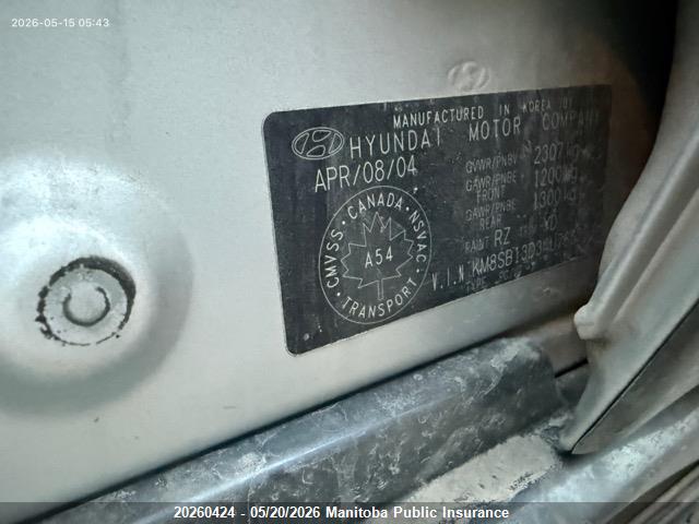 Aukcja sprzedaży 2004 Hyundai Santa Fe Gl, vin: KM8SB13D34U765303, numer aukcji: 20260424