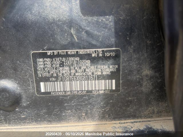 Продаж на аукціоні авто 2011 Subaru Impreza Wrx, vin: JF1GR7E6XBG811671, номер лоту: 20260439
