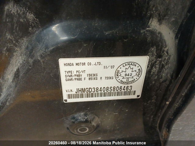 Продажа на аукционе авто 2008 Honda Fit Dx, vin: JHMGD38408S806463, номер лота: 20260460
