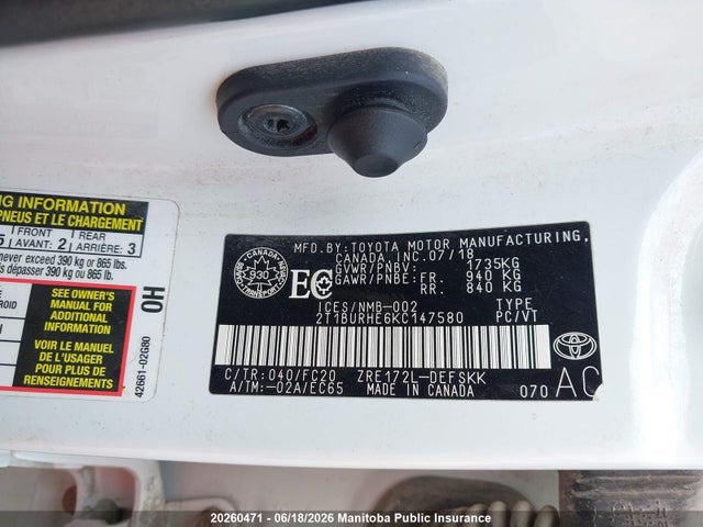 Toyota COROLLA SE 2019 2T1BURHE6KC147580 Image 8