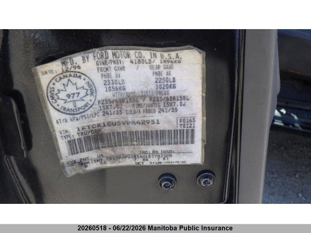 1997 Ford Ranger მანქანა იყიდება აუქციონზე, vin: 1FTCR10U5VPA42951, აუქციონის ნომერი: 20260518