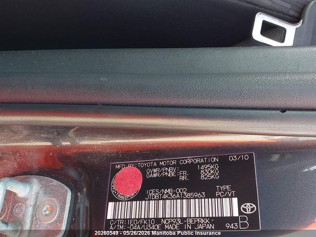20260549 :رقم المزاد ، JTDBT4K36A1385963 vin ، 2010 Toyota Yaris مزاد بيع