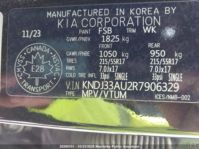 20260551 :رقم المزاد ، KNDJ33AU2R7906329 vin ، 2024 Kia Soul Ex+ مزاد بيع