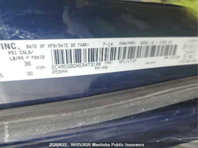 Продажа на аукционе авто 2014 Dodge Grand Caravan Se, vin: 2C4RDGBGXER473108, номер лота: 20260622