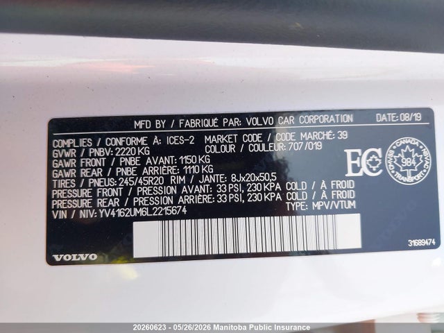 Aukcja sprzedaży 2020 Volvo Xc40 R-design T5, vin: YV4162UM6L2215674, numer aukcji: 20260623