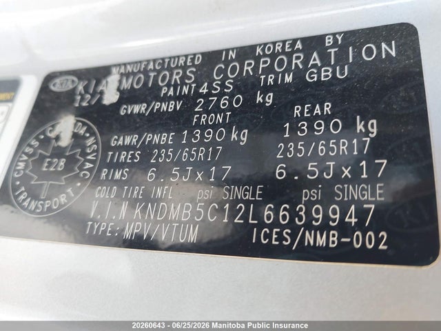 2020 Kia Sedona Lx+ მანქანა იყიდება აუქციონზე, vin: KNDMB5C12L6639947, აუქციონის ნომერი: 20260643