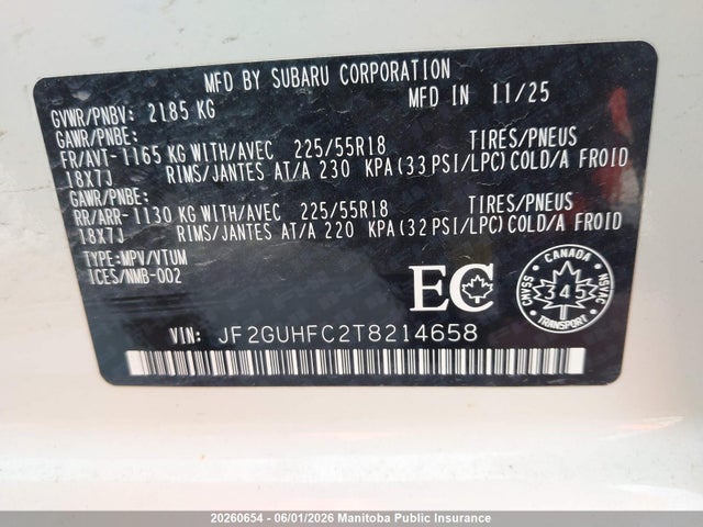 Продажа на аукционе авто 2026 Subaru Crosstrek Onyx, vin: JF2GUHFC2T8214658, номер лота: 20260654