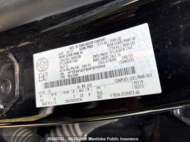 Ford F150 Xlt Supercrew 2017 1FTEW1EF9HFB70566 Image 9