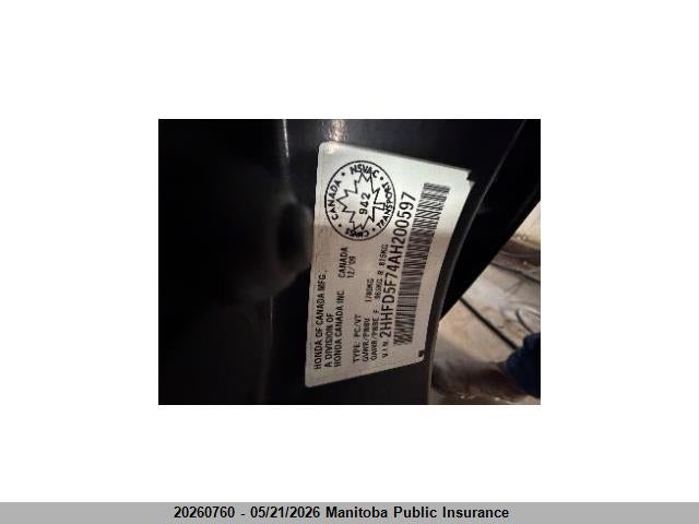 Aukcja sprzedaży 2010 Acura Csx Tech, vin: 2HHFD5F74AH200597, numer aukcji: 20260760