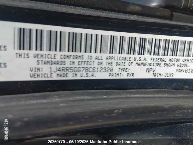 Aukcja sprzedaży 2011 Jeep Grand Cherokee Limited, vin: 1J4RR5GG7BC612320, numer aukcji: 20260770