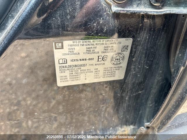 Aukcja sprzedaży 2011 Chevrolet Equinox Lt, vin: 2CNALDEC6B6398357, numer aukcji: 20260898