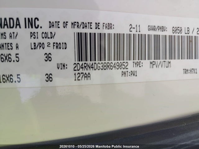 Auction sale of the 2011 Dodge Grand Caravan Se, vin: 2D4RN4DG3BR649052, lot number: 20261010