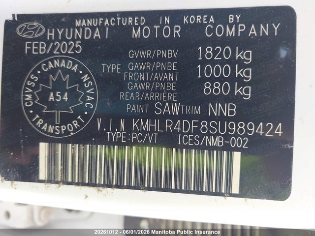 2025 Hyundai Elantra N-line Ultimate მანქანა იყიდება აუქციონზე, vin: KMHLR4DF8SU989424, აუქციონის ნომერი: 20261012