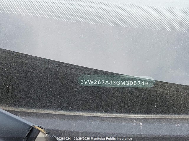 20261024 :رقم المزاد ، 3VW267AJ3GM305746 vin ، 2016 Volkswagen Jetta 1.4 Tsi مزاد بيع